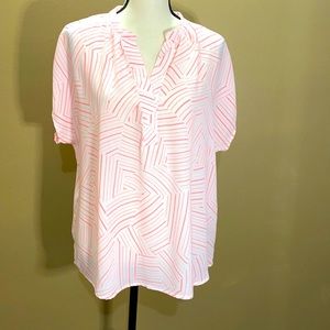 Summery Apt 9 blouse on neon pink and white